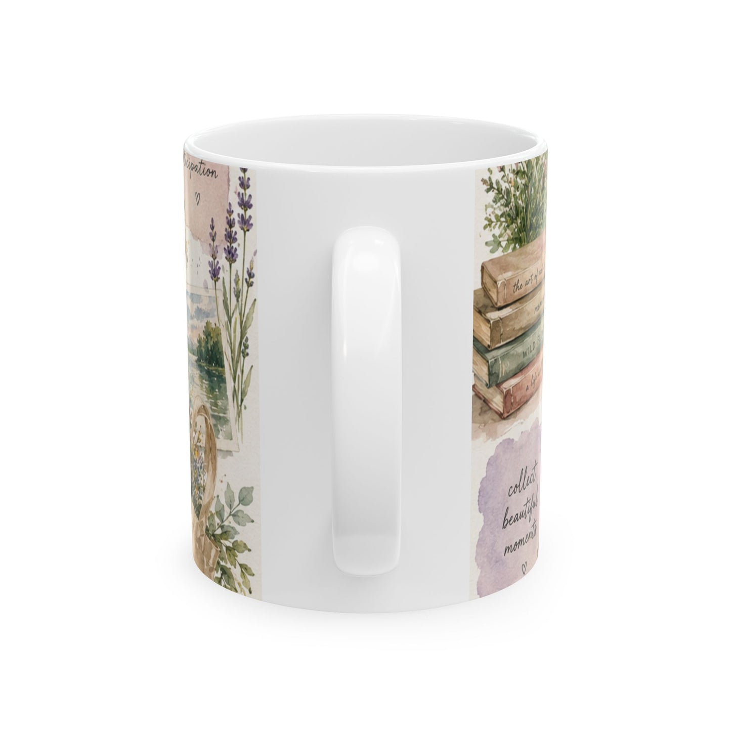 Vintage Botanical Collage Ceramic Mug | Floral Camera Notebook Illustration