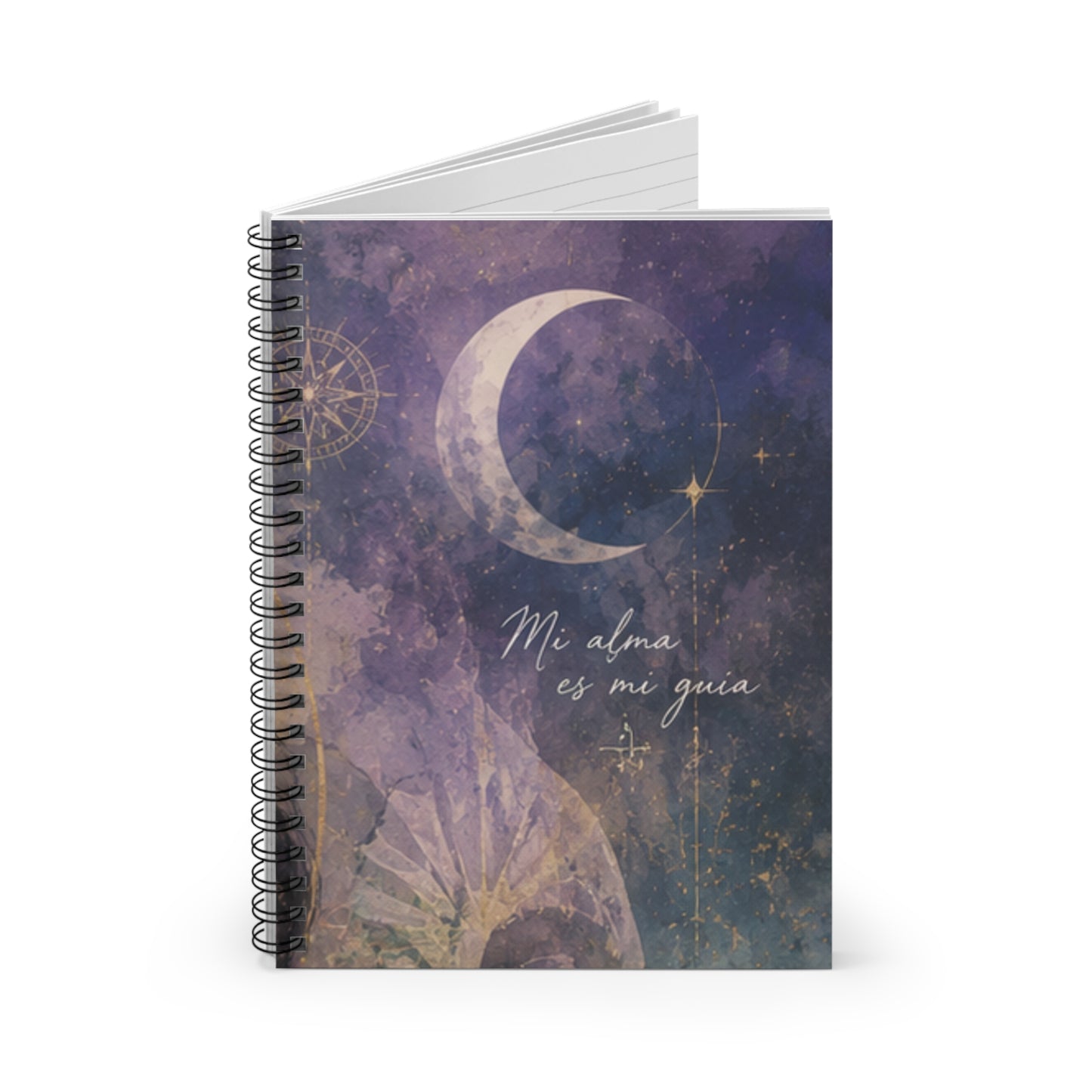 Moonlight Journal — "Mi alma es mi guía" Spiral Notebook (Ruled)